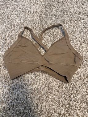 FP Movement by Free People Seamless Ribbed Crossback Bralette in Taupe